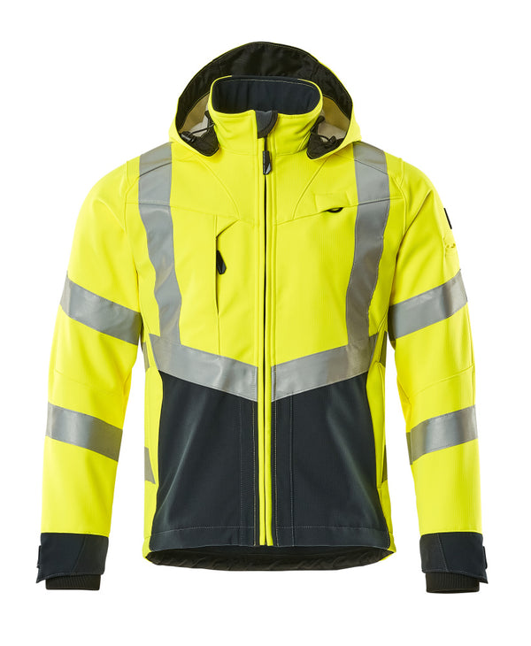 Softshell-takki - 15502-246 - hi-vis keltainen/tumma laivastonsininen