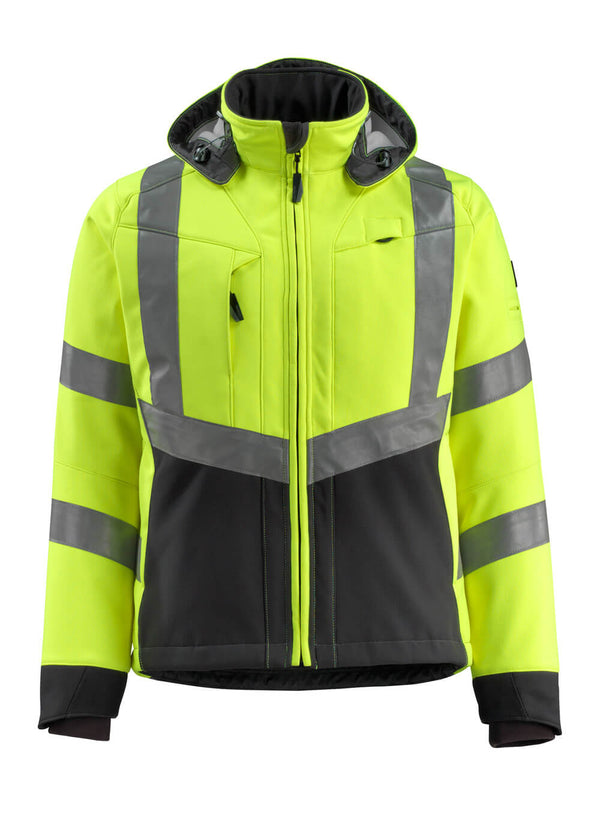 Softshell-takki - 15502-246 - hi-vis keltainen/musta