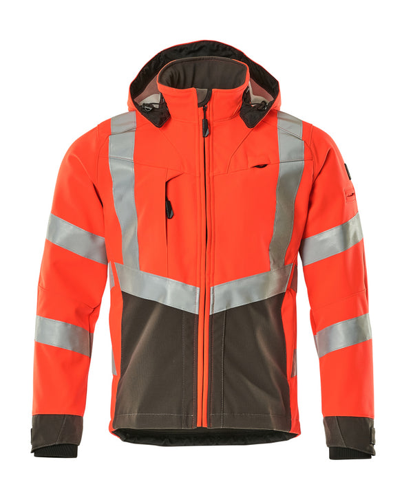 Softshell-takki - 15502-246 - hi-vis punainen/tumma antrasiitti