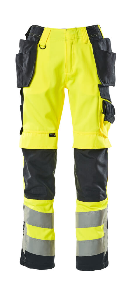 Housut riipputaskuilla - 15531-860 - hi-vis keltainen/tumma laivastonsininen