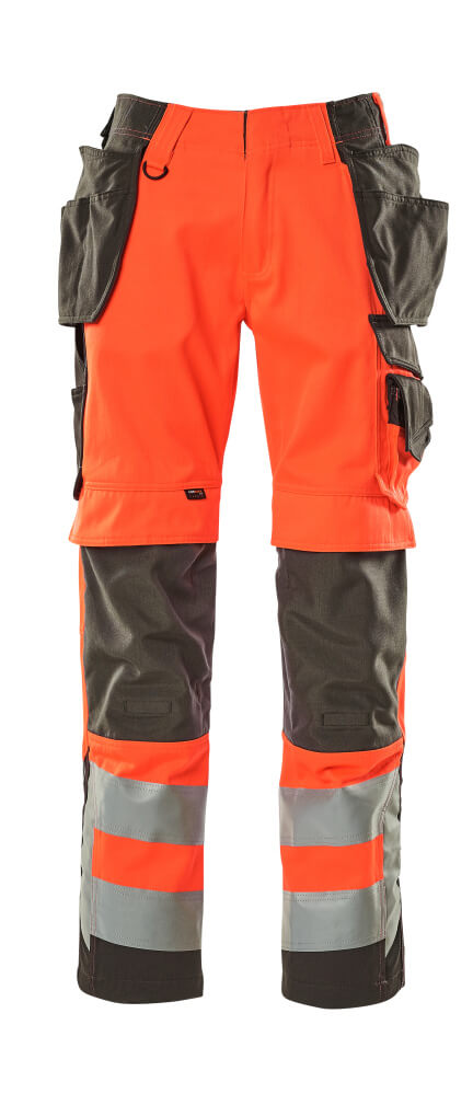 Housut riipputaskuilla - 15531-860 - hi-vis punainen/tumma antrasiitti