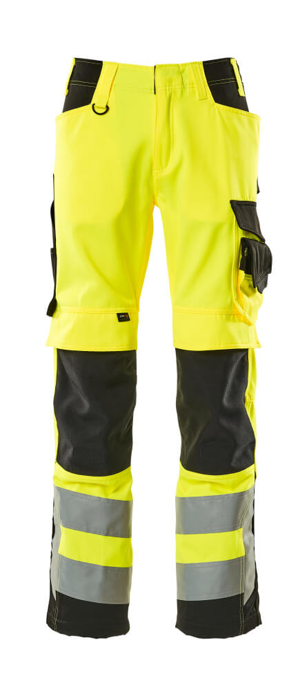 Housut polvitaskuilla - 15579-860 - hi-vis keltainen/musta