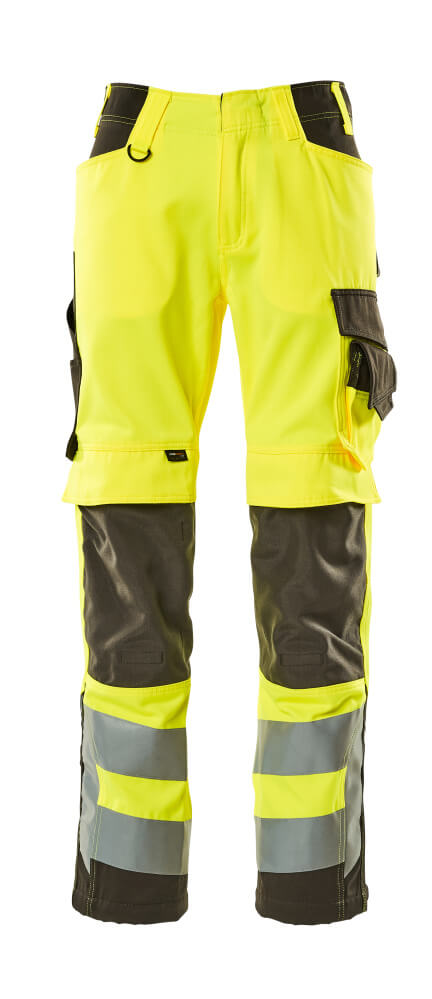 Housut polvitaskuilla - 15579-860 - hi-vis keltainen/tumma antrasiitti