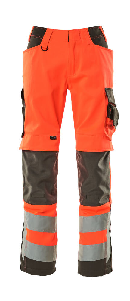 Housut polvitaskuilla - 15579-860 - hi-vis punainen/tumma antrasiitti