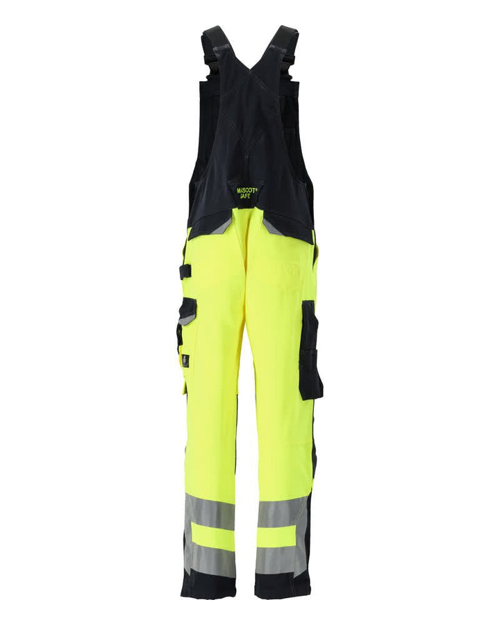 Avohaalari polvitaskuilla - 15569 - 860 - hi - vis keltainen/tumma laivastonsininen - Safewear Suojainkauppa