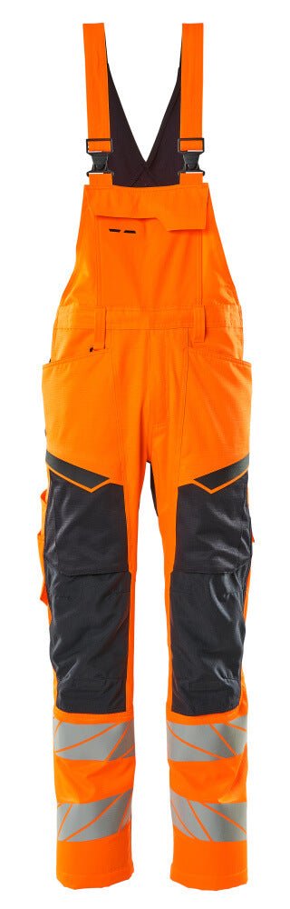 Avohaalari polvitaskuilla - 19569 - 236 - hi - vis oranssi/tumma laivastonsininen - Safewear Suojainkauppa