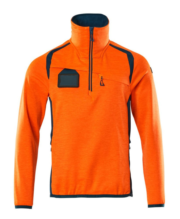 Fleecepusero lyhyellä vetoketjulla - 19303-316 - hi-vis oranssi/tumma petrooli - Safewear