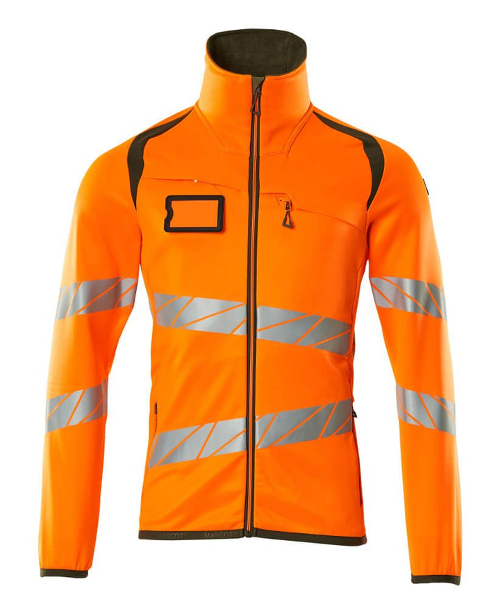 Fleecepusero vetoketjulla - 19103 - 315 - hi - vis oranssi/sammaleenvihreä - Safewear Suojainkauppa