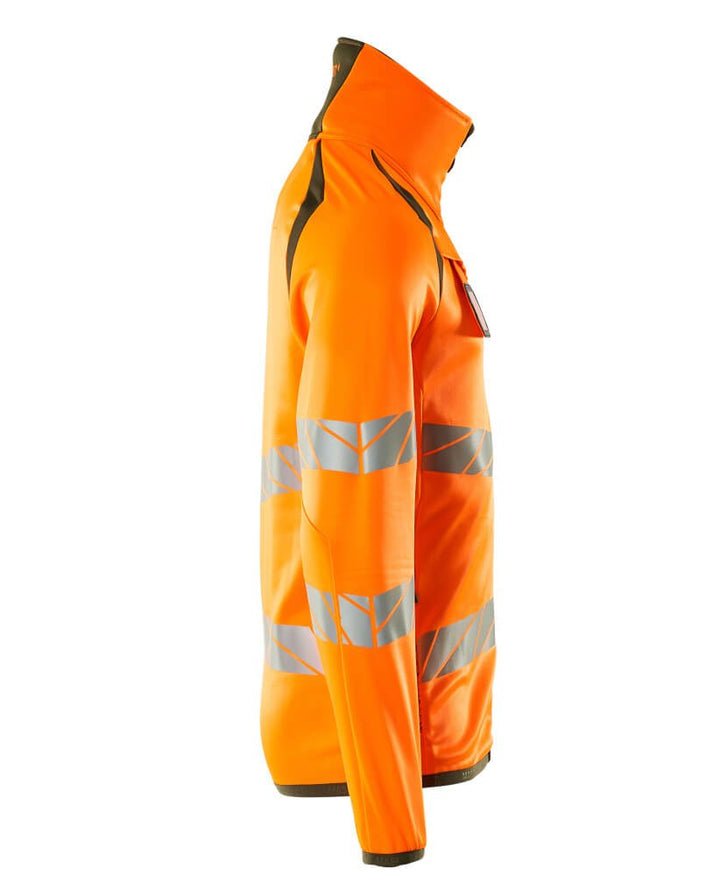 Fleecepusero vetoketjulla - 19103 - 315 - hi - vis oranssi/sammaleenvihreä - Safewear Suojainkauppa