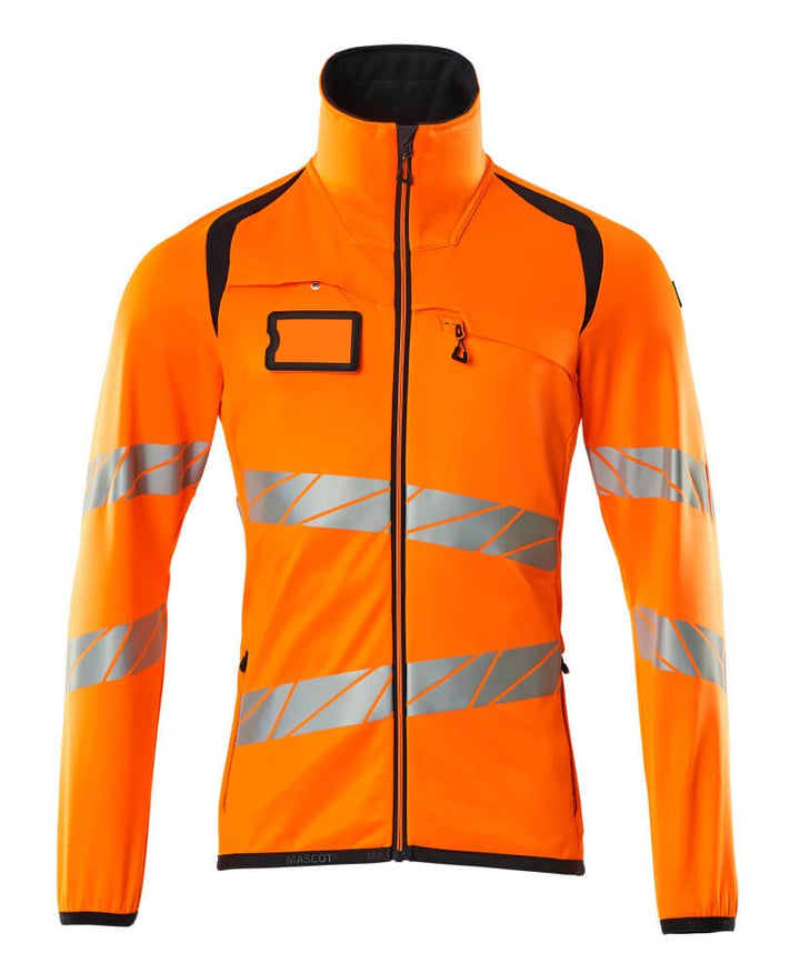 Fleecepusero vetoketjulla - 19103 - 315 - hi - vis oranssi/tumma laivastonsininen - Safewear Suojainkauppa