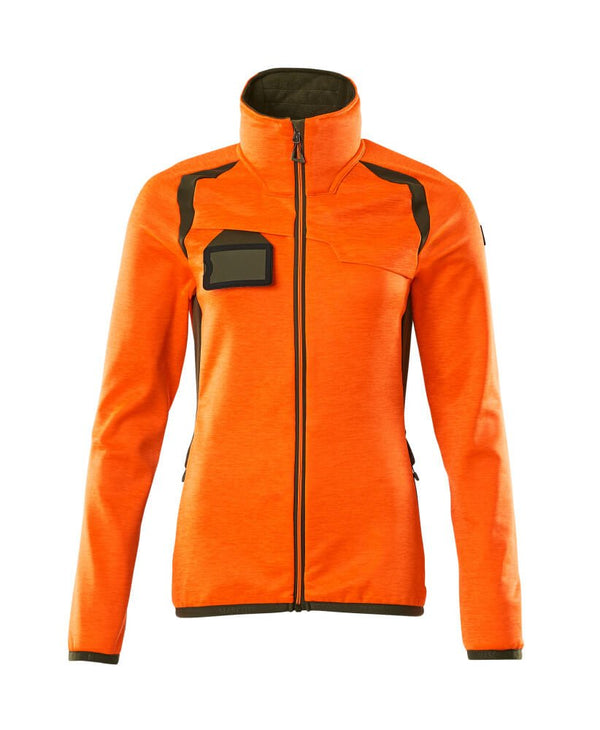 Fleecepusero vetoketjulla - 19453-316 - hi-vis oranssi/sammaleenvihreä - Safewear