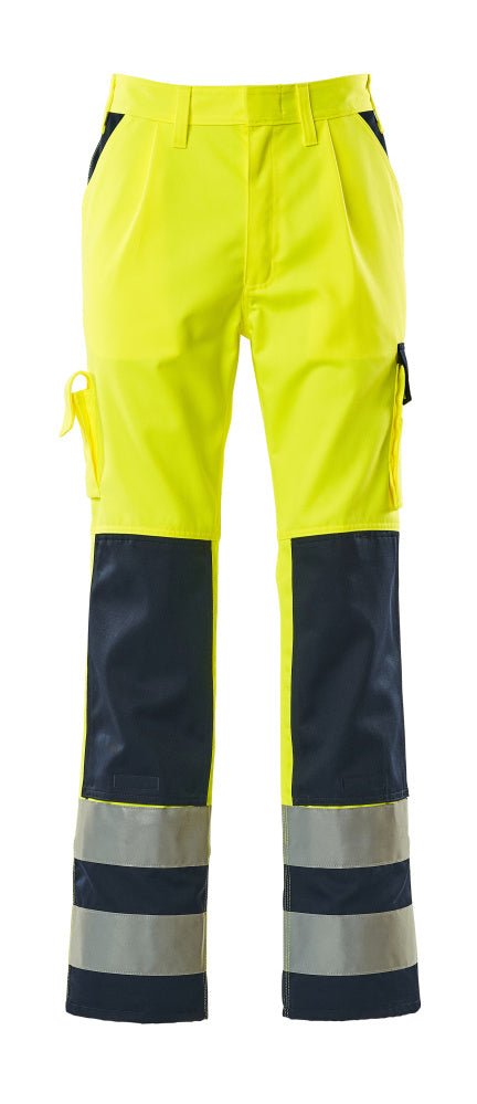 Housut polvitaskuilla - 07179 - 470 - hi - vis keltainen/tummansininen - Safewear Suojainkauppa