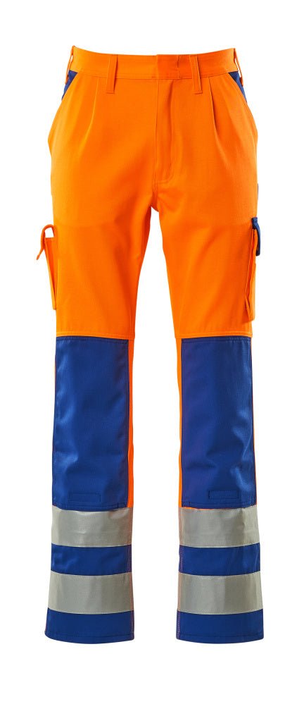 Housut polvitaskuilla - 07179-860 - hi-vis oranssi/koboltinsininen - Safewear