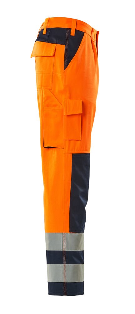 Housut polvitaskuilla - 07179 - 860 - hi - vis oranssi/tummansininen - Safewear Suojainkauppa