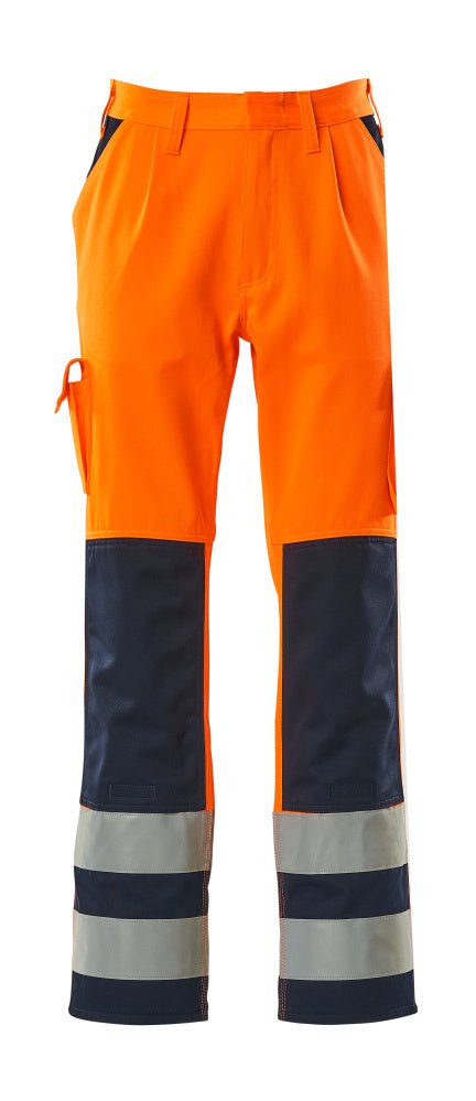 Housut polvitaskuilla - 07179 - 860 - hi - vis oranssi/tummansininen - Safewear Suojainkauppa