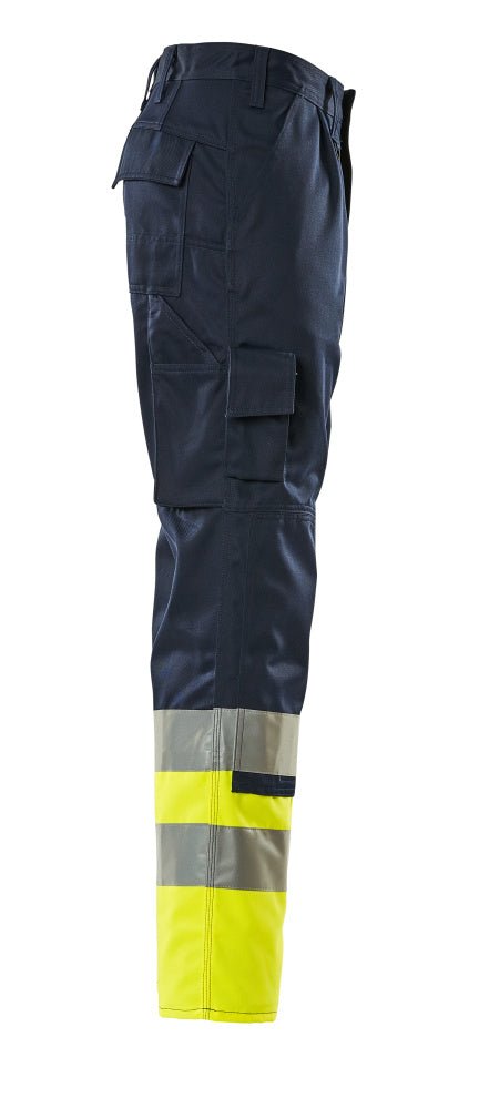 Housut polvitaskuilla - 12379 - 430 - tummansininen/hi - vis keltainen - Safewear Suojainkauppa