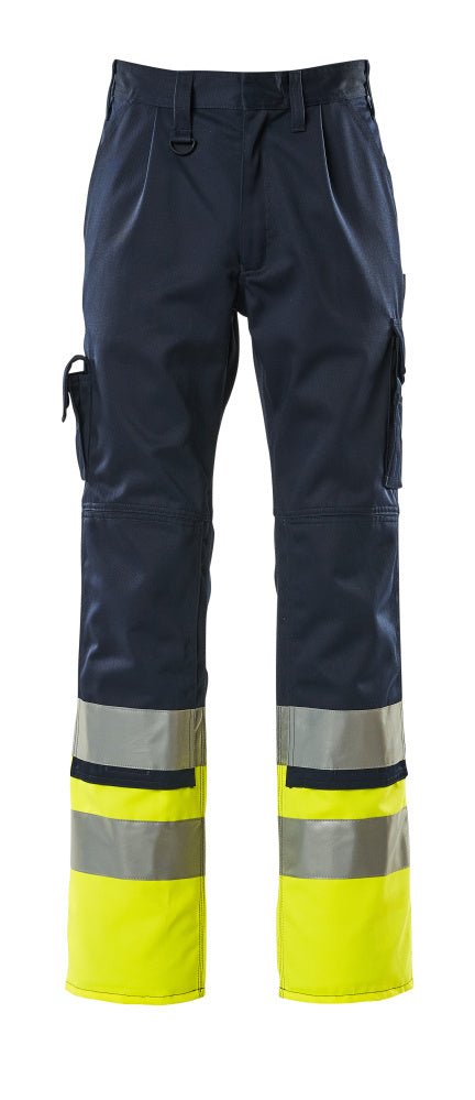 Housut polvitaskuilla - 12379 - 430 - tummansininen/hi - vis keltainen - Safewear Suojainkauppa