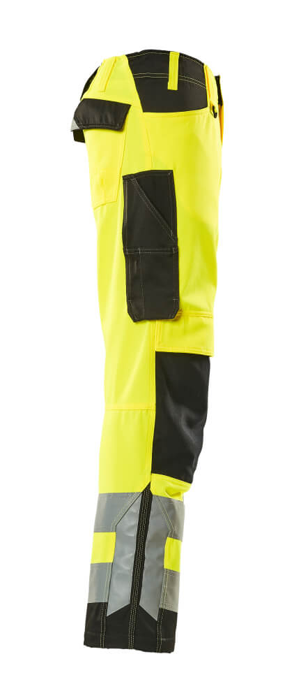 Housut polvitaskuilla - 15579 - 860 - hi - vis keltainen/musta - Safewear Suojainkauppa