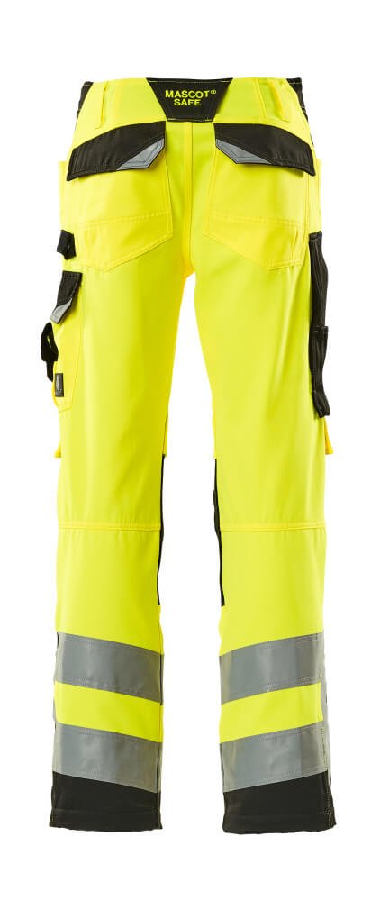 Housut polvitaskuilla - 15579 - 860 - hi - vis keltainen/musta - Safewear Suojainkauppa