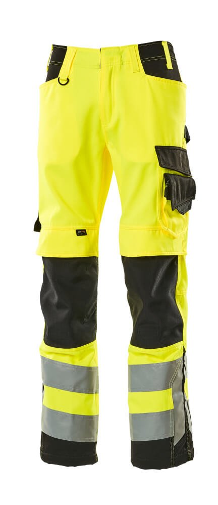 Housut polvitaskuilla - 15579 - 860 - hi - vis keltainen/musta - Safewear Suojainkauppa