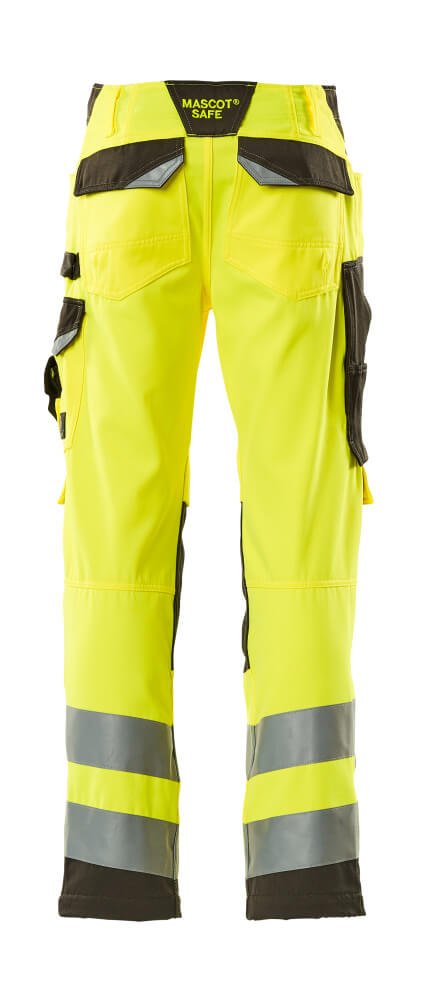 Housut polvitaskuilla - 15579 - 860 - hi - vis keltainen/tumma antrasiitti - Safewear Suojainkauppa