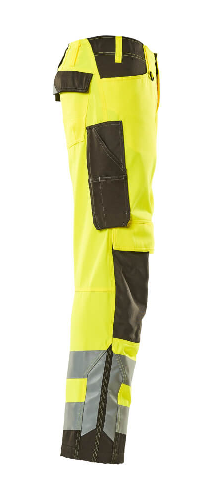 Housut polvitaskuilla - 15579 - 860 - hi - vis keltainen/tumma antrasiitti - Safewear Suojainkauppa