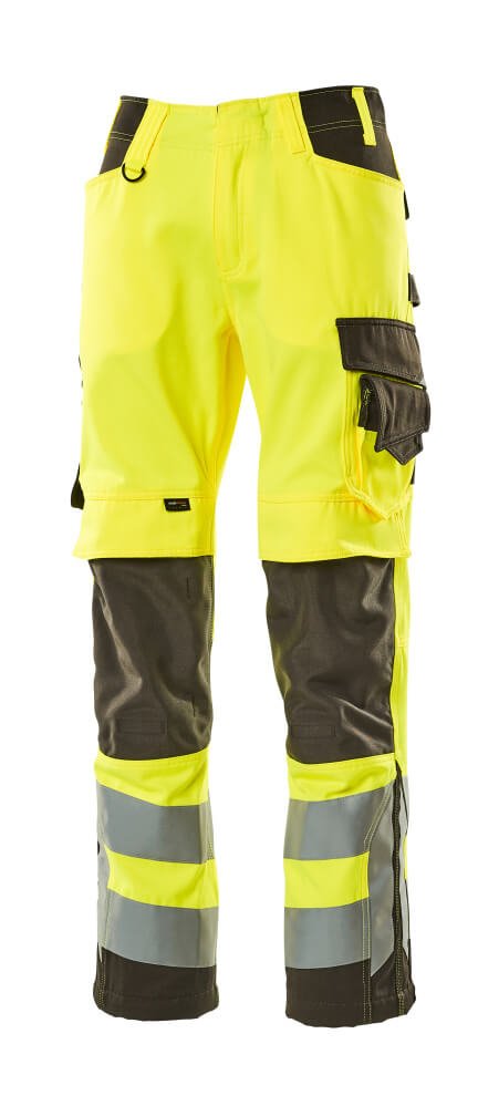 Housut polvitaskuilla - 15579 - 860 - hi - vis keltainen/tumma antrasiitti - Safewear Suojainkauppa