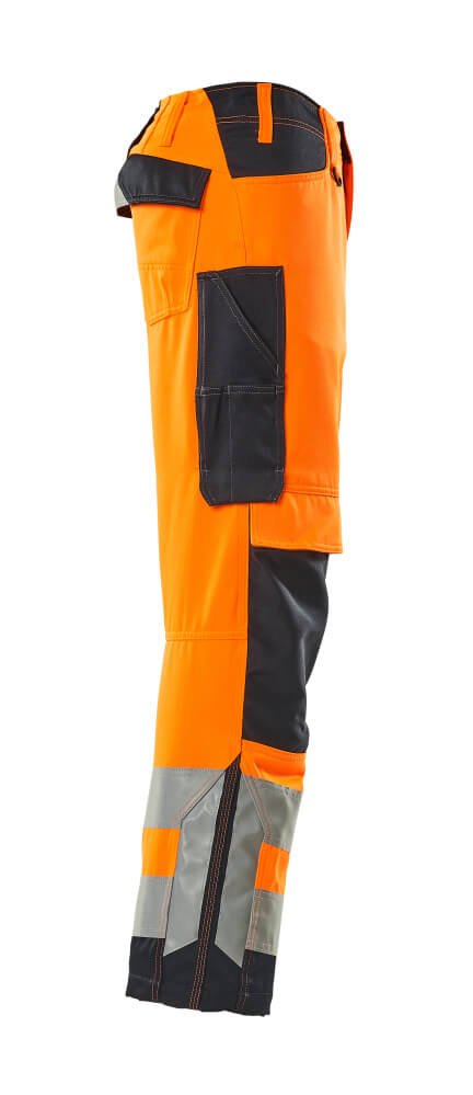 Housut polvitaskuilla - 15579 - 860 - hi - vis oranssi/tumma laivastonsininen - Safewear Suojainkauppa