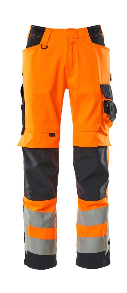 Housut polvitaskuilla - 15579 - 860 - hi - vis oranssi/tumma laivastonsininen - Safewear Suojainkauppa