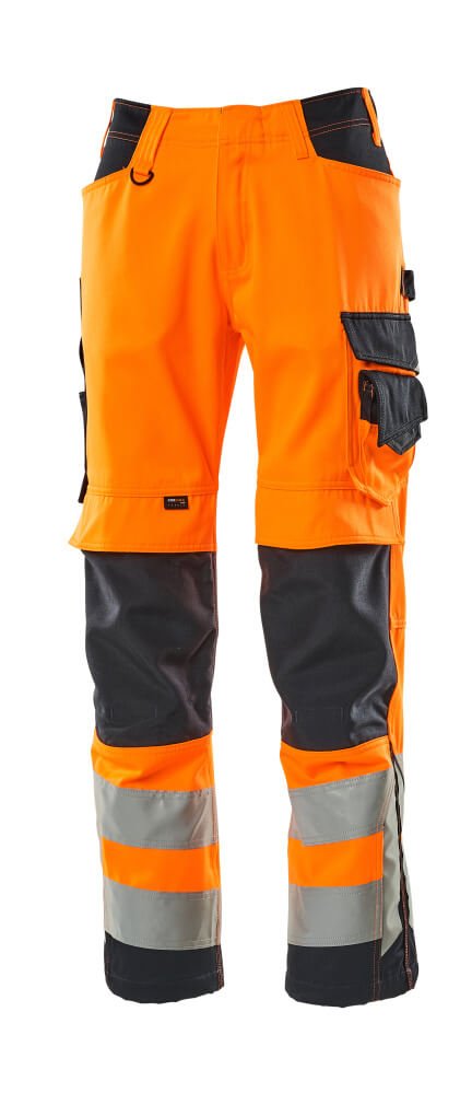 Housut polvitaskuilla - 15579 - 860 - hi - vis oranssi/tumma laivastonsininen - Safewear Suojainkauppa