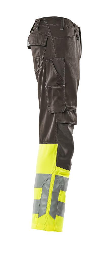 Housut polvitaskuilla - 15679 - 860 - tumma antrasiitti/hi - vis keltainen - Safewear Suojainkauppa