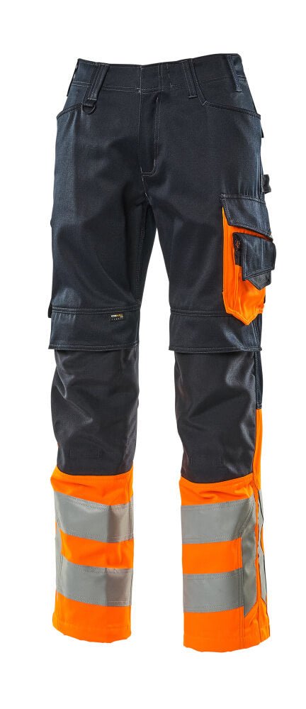 Housut polvitaskuilla - 15679 - 860 - tumma laivastonsininen/hi - vis oranssi - Safewear Suojainkauppa