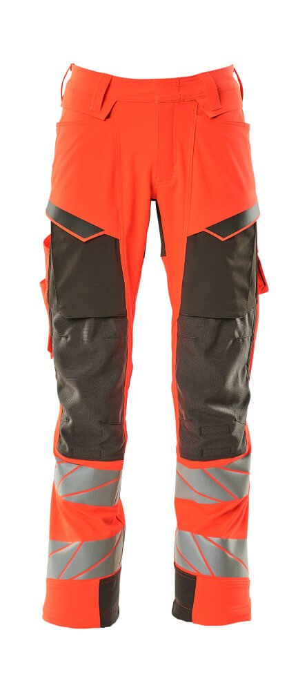 Housut polvitaskuilla - 19079 - 511 - hi - vis punainen/tumma antrasiitti - Safewear Suojainkauppa