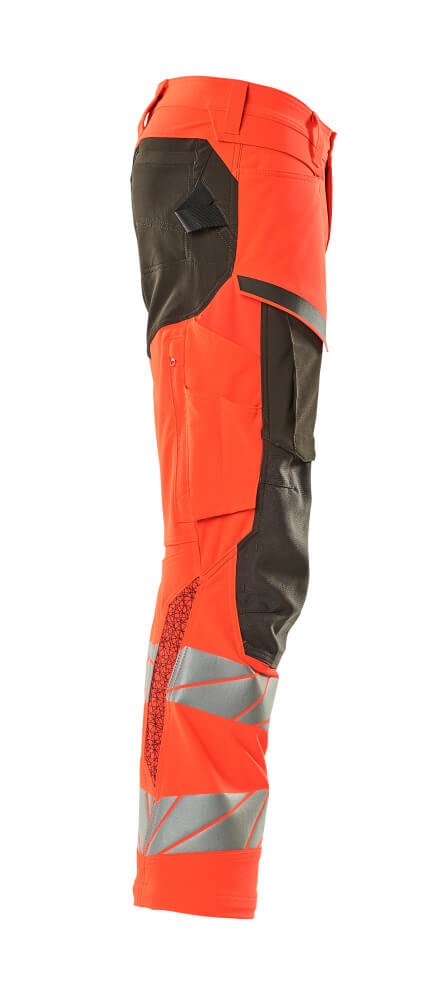 Housut polvitaskuilla - 19079 - 511 - hi - vis punainen/tumma antrasiitti - Safewear Suojainkauppa