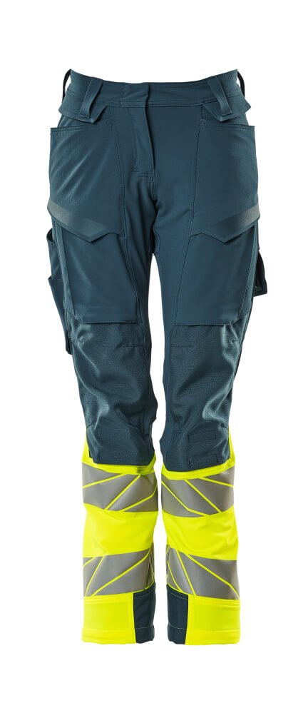 Housut polvitaskuilla - 19178 - 511 - tumma petrooli/hi - vis keltainen - Safewear Suojainkauppa