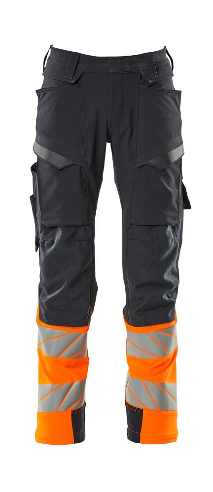 Housut polvitaskuilla - 19179 - 511 - tumma laivastonsininen/hi - vis oranssi - Safewear Suojainkauppa