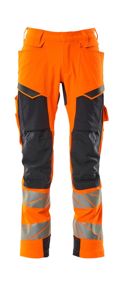 Housut polvitaskuilla - 19279 - 510 - hi - vis oranssi/tumma laivastonsininen - Safewear Suojainkauppa