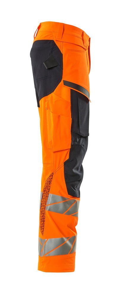 Housut polvitaskuilla - 19279 - 510 - hi - vis oranssi/tumma laivastonsininen - Safewear Suojainkauppa