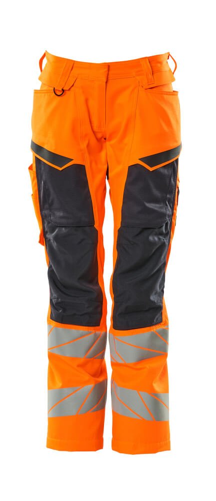 Housut polvitaskuilla - 19578 - 236 - hi - vis oranssi/tumma laivastonsininen - Safewear Suojainkauppa