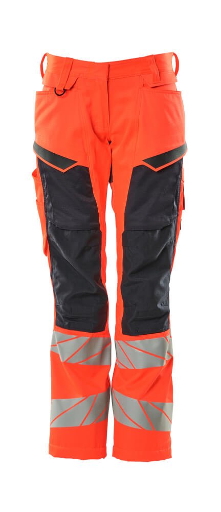 Housut polvitaskuilla - 19578 - 236 - hi - vis punainen/syvä tummansininen - Safewear Suojainkauppa