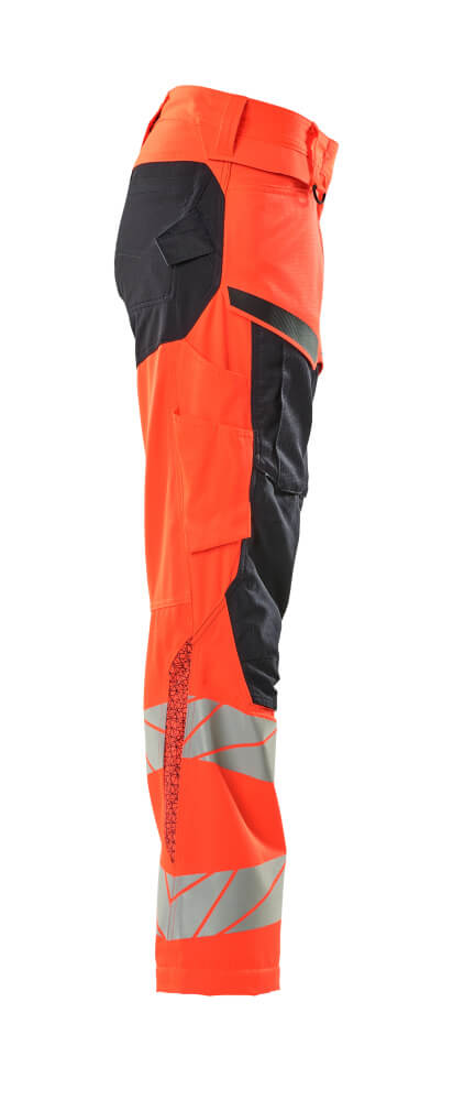 Housut polvitaskuilla - 19578 - 236 - hi - vis punainen/syvä tummansininen - Safewear Suojainkauppa