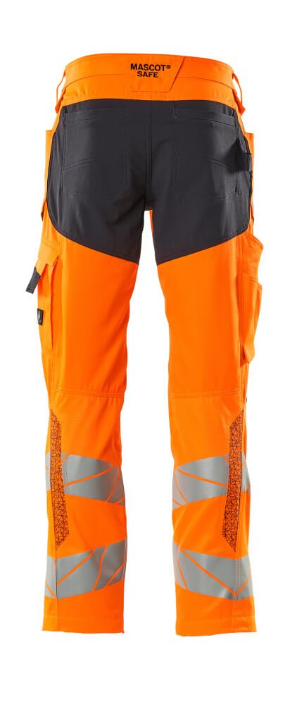 Housut polvitaskuilla - 19579-236 - hi-vis oranssi/tumma laivastonsininen - Safewear