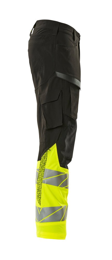 Housut, reisitaskuilla - 19379 - 510 - musta/hi - vis keltainen - Safewear Suojainkauppa