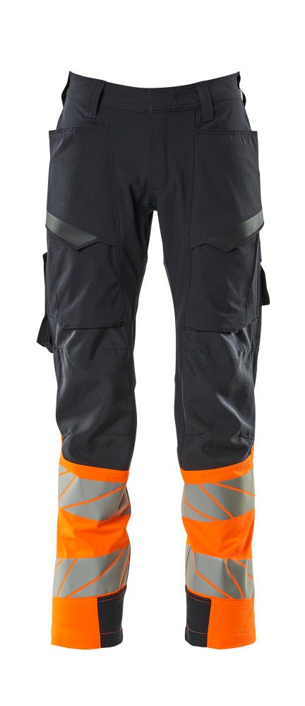 Housut, reisitaskuilla - 19379 - 510 - tumma laivastonsininen/hi - vis oranssi - Safewear Suojainkauppa