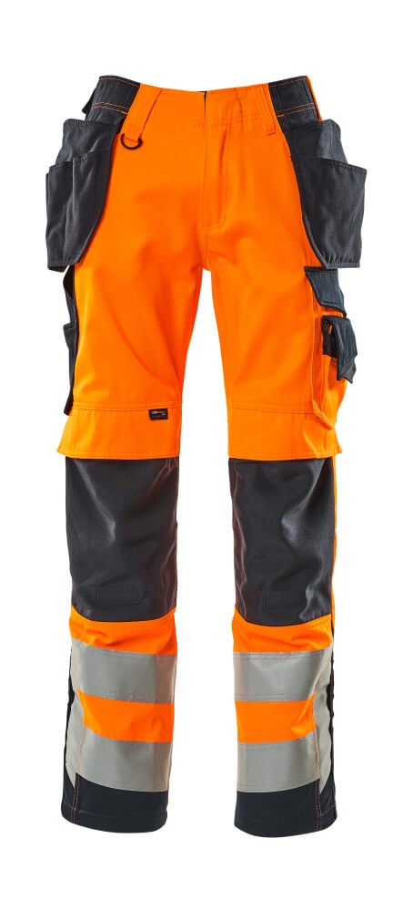 Housut riipputaskuilla - 15531 - 860 - hi - vis oranssi/tumma laivastonsininen - Safewear Suojainkauppa