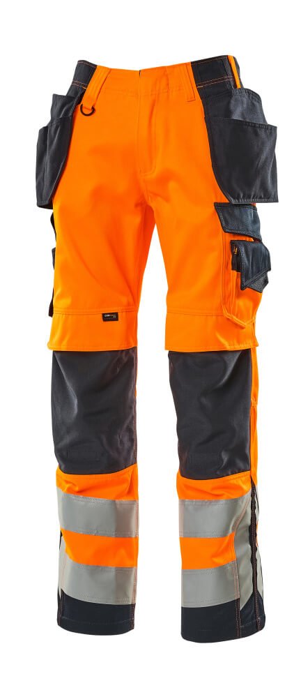 Housut riipputaskuilla - 15531 - 860 - hi - vis oranssi/tumma laivastonsininen - Safewear Suojainkauppa