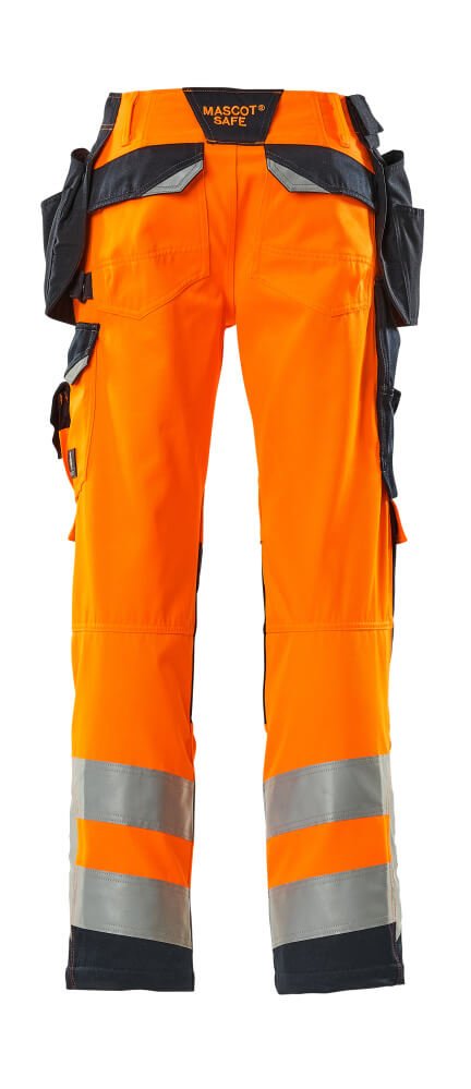 Housut riipputaskuilla - 15531 - 860 - hi - vis oranssi/tumma laivastonsininen - Safewear Suojainkauppa