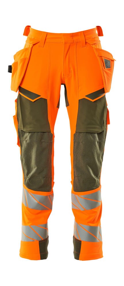 Housut riipputaskuilla - 19031 - 711 - hi - vis oranssi/sammaleenvihreä - Safewear Suojainkauppa