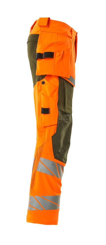 Housut riipputaskuilla - 19031 - 711 - hi - vis oranssi/sammaleenvihreä - Safewear Suojainkauppa