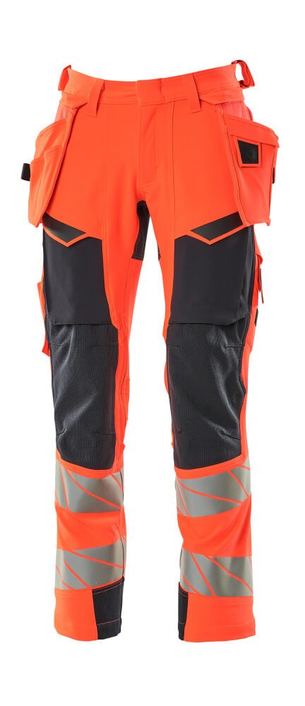 Housut riipputaskuilla - 19031 - 711 - hi - vis punainen/syvä tummansininen - Safewear Suojainkauppa